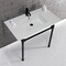Fauceture KVPB3722710 37-Inch Console Sink with Stainless Steel Legs (Single Faucet Hole), White/Matte Black KVPB3722710 - alternate 4